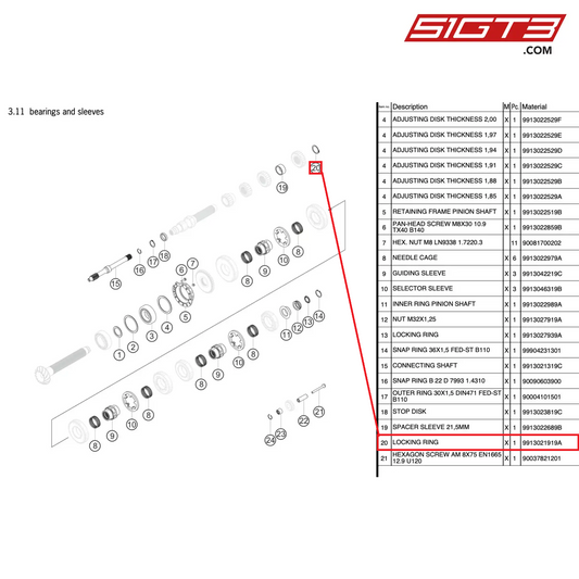 LOCKING RING - 9913021919A [PORSCHE 991.2 GT3 Cup]