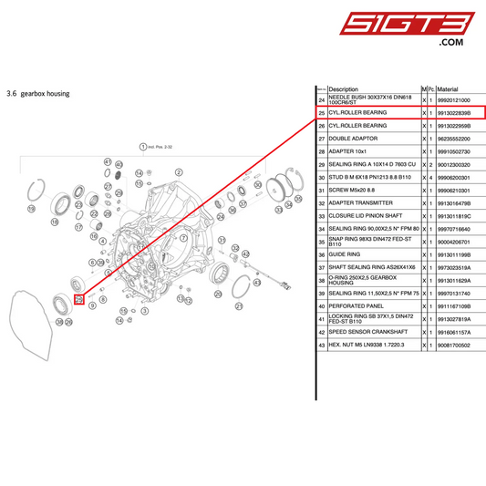シリンダーローラーベアリング - 9913022839B [ポルシェ 991.1 GT3 R]