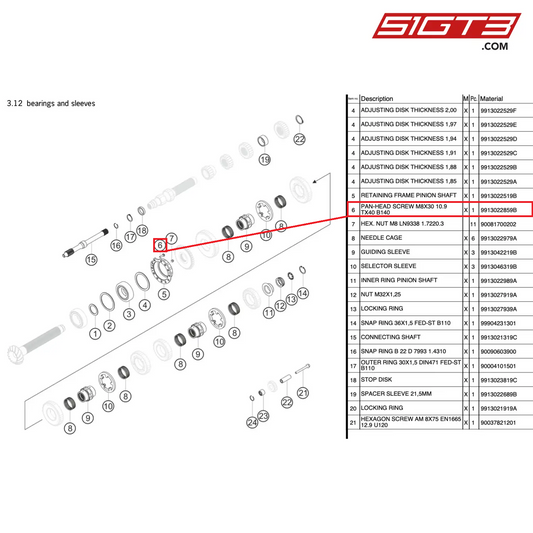 PAN-HEAD SCREW M8X30 10.9 TX40 B140 - 9913022859B [PORSCHE 991.1 GT3 R]