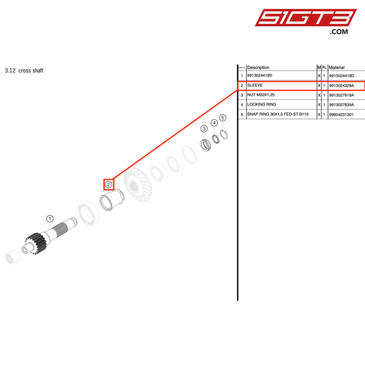 SLEEVE - 9913024329A [PORSCHE 991.2 GT3 Cup]