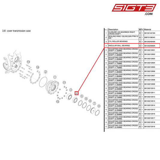 ROULEMENT À BILLES ANGULAIRE - 9913024969A [PORSCHE 991.2 GT3 Cup]