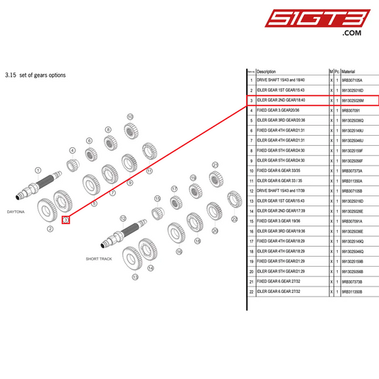 IDLER GEAR 2ND GEAR/18:40 - 9913025026M [PORSCHE 992.1 GT3 R]
