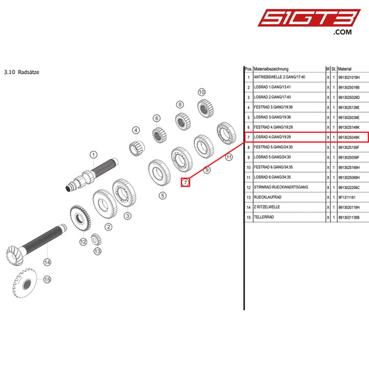 IDLER GEAR 4TH GEAR/19:29 - 9913025049K [PORSCHE 991.1 GT3 Cup (2014)]