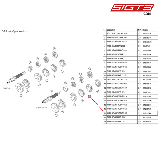 IDLER GEAR 5TH GEAR/21:29 - 9913025056B [PORSCHE 992.1 GT3 R]