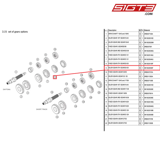 IDLER GEAR 5TH GEAR/24:30 - 9913025056F [PORSCHE 992.1 GT3 R]