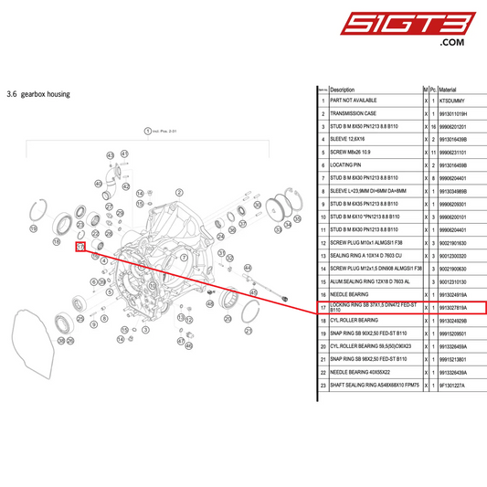 LOCKING RING SB 37X1,5 DIN472 FED-ST B110 - 9913027819A [PORSCHE 911 GT3 R Type 991 (GEN 2)]