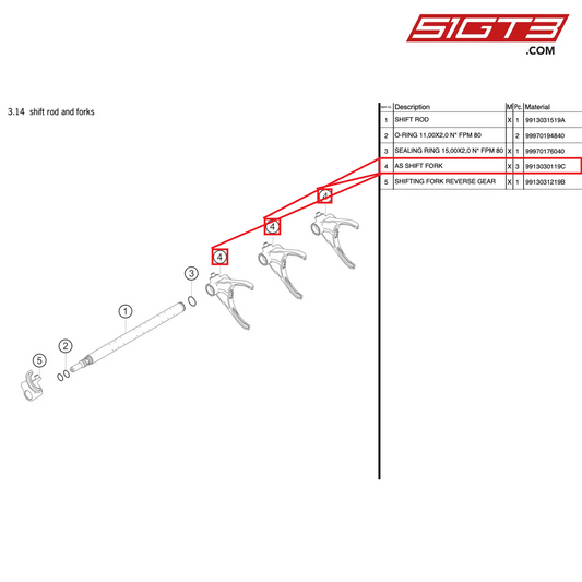 AS SHIFT FORK - 9913030119C [PORSCHE 991.2 GT3 Cup]