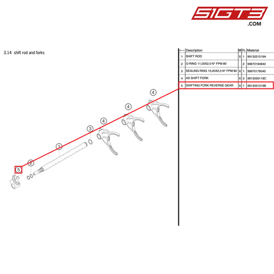 SHIFTING FORK REVERSE GEAR - 9913031219B [PORSCHE 991.2 GT3 Cup]