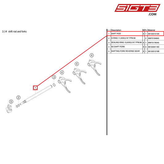SHIFT ROD - 9913031519A [PORSCHE 991.2 GT3 Cup]