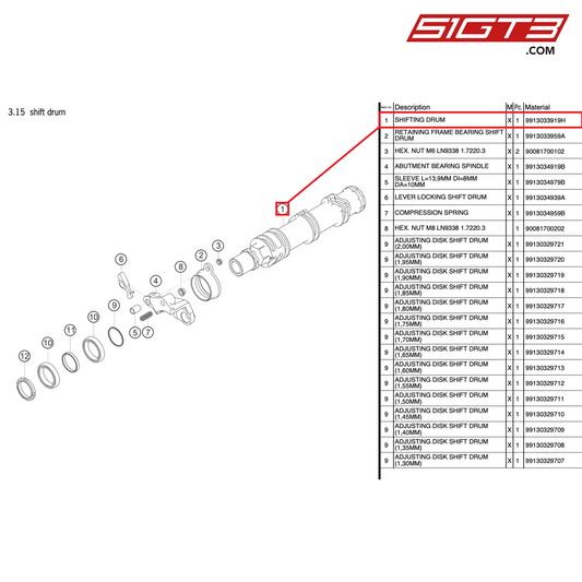 SHIFTING DRUM - 9913033919H [PORSCHE 991.2 GT3 Cup]