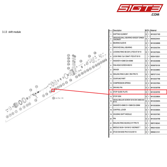 STOP GUIDE PLATE - 9913033979E [PORSCHE 911 GT3 Cup Type 991 (GEN1)]