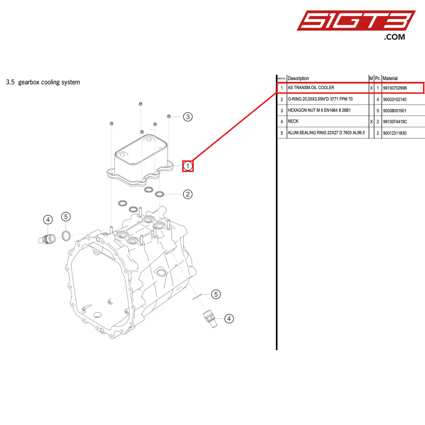 AS TRANSM.OIL COOLER - 9913070299B [PORSCHE 911 GT3 R Type 991 (GEN 2)]