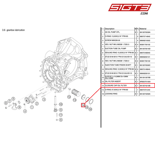 Bouchon de fermeture du filtre à huile - 9913074219B [PORSCHE 991.2 GT3 Cup]
