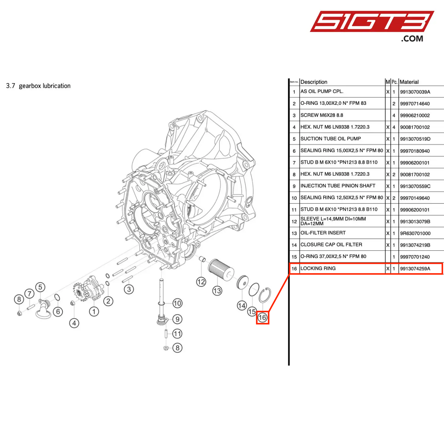 LOCKING RING - 9913074259A [PORSCHE 991.1 GT3 R]