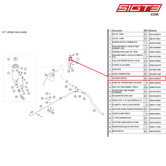 HOLDER SERVO - 9913145207A [PORSCHE 991.1 GT3 R]