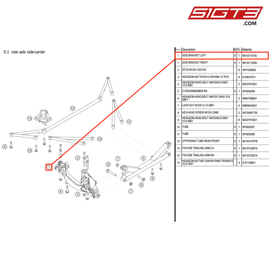 ZIJBEUGEL LINKS - 9913311518J [PORSCHE 991.2 GT3 R]