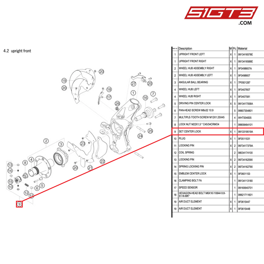 SET CENTER LOCK - 9913319519A [PORSCHE 911 GT2 RS Clubsport]