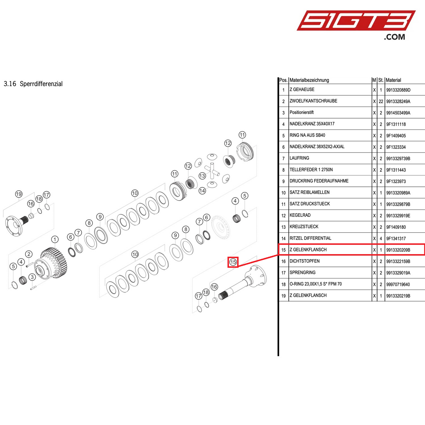 AS JOINT FLANGE - 9913320209B [PORSCHE 991.1 GT3 Cup (2014)]