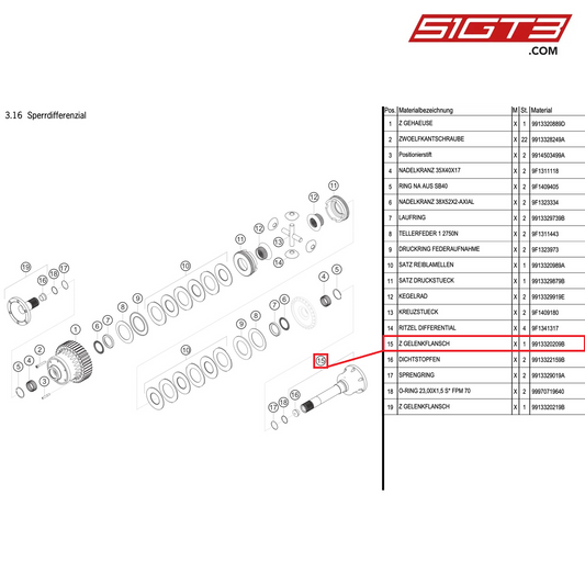 AS JOINT FLANGE - 9913320209B [PORSCHE 991.1 GT3 Cup (2014)]