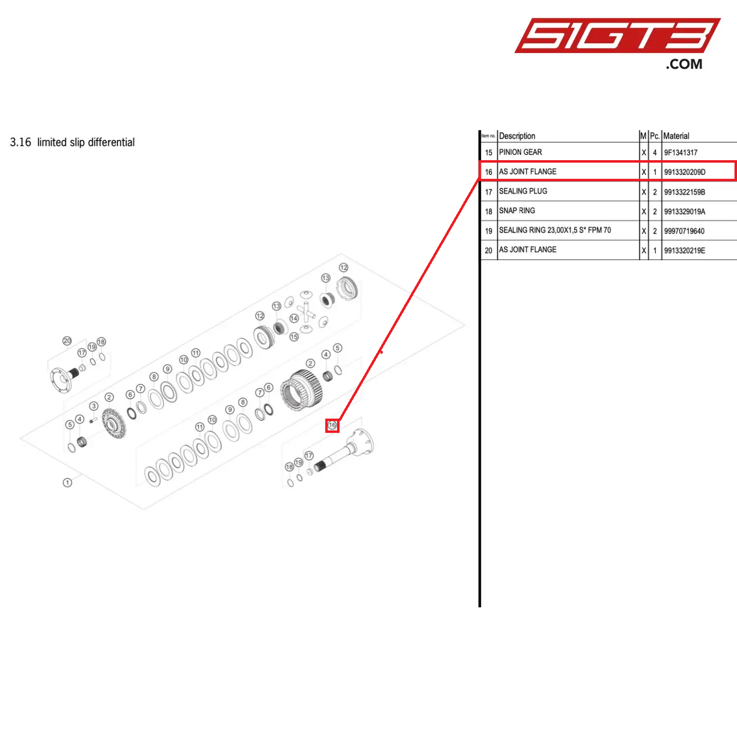 AS JOINT FLANGE - 9913320209D [PORSCHE 911 GT3 Cup Type 991 (GEN1)]