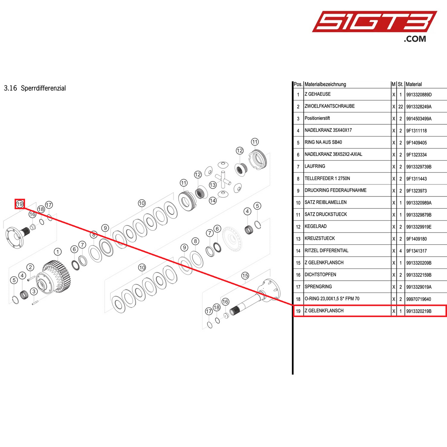 AS JOINT FLANGE - 9913320219B [PORSCHE 991.1 GT3 Cup (2014)]