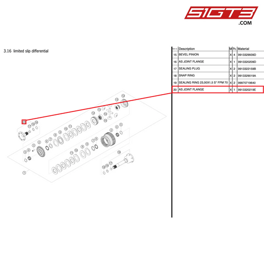AS JOINT FLANGE - 9913320219E [PORSCHE 991.2 GT3 Cup]