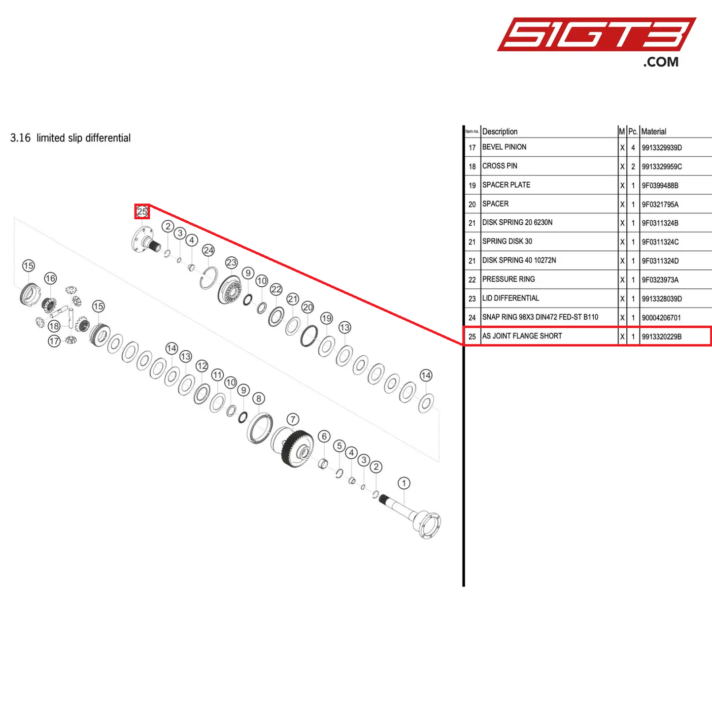 AS JOINT FLANGE SHORT - 9913320229B [PORSCHE 911 GT3 R Type 991 (GEN 2)]