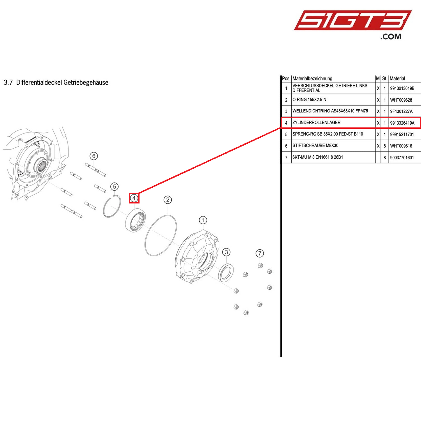 CYL.ROLLER BEARING - 9913326419A [PORSCHE 991.1 GT3 Cup (2014)]