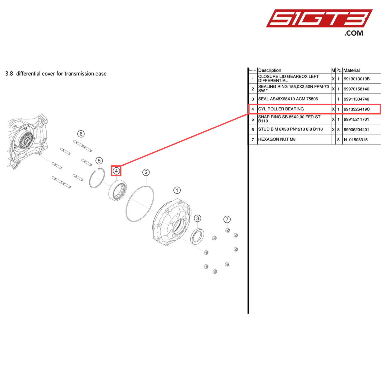 CYL.ROLLER BEARING - 9913326419C [PORSCHE 991.1 GT3 R]