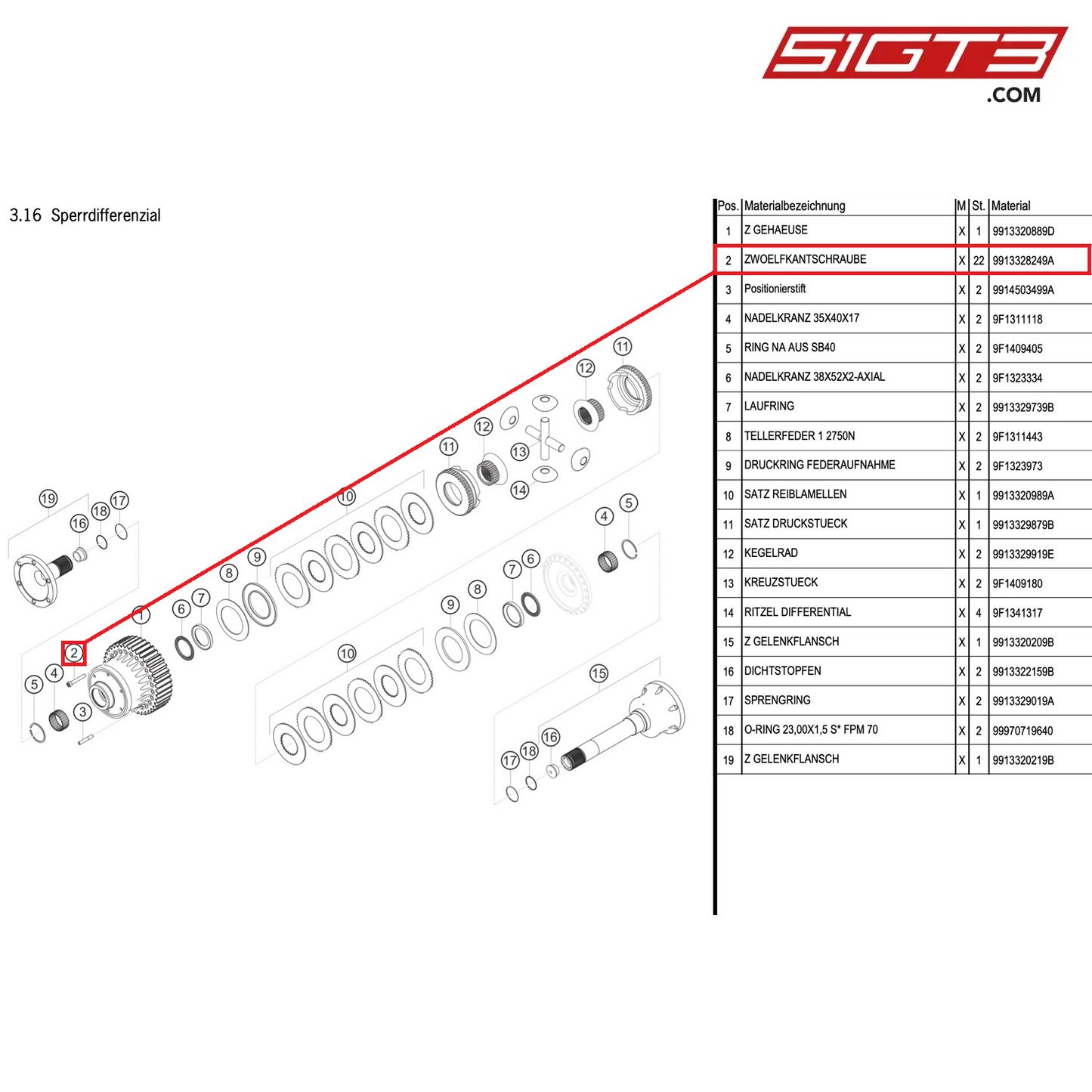 12-POINT HEAD SCREW - 9913328249A [PORSCHE 991.1 GT3 Cup (2014)]