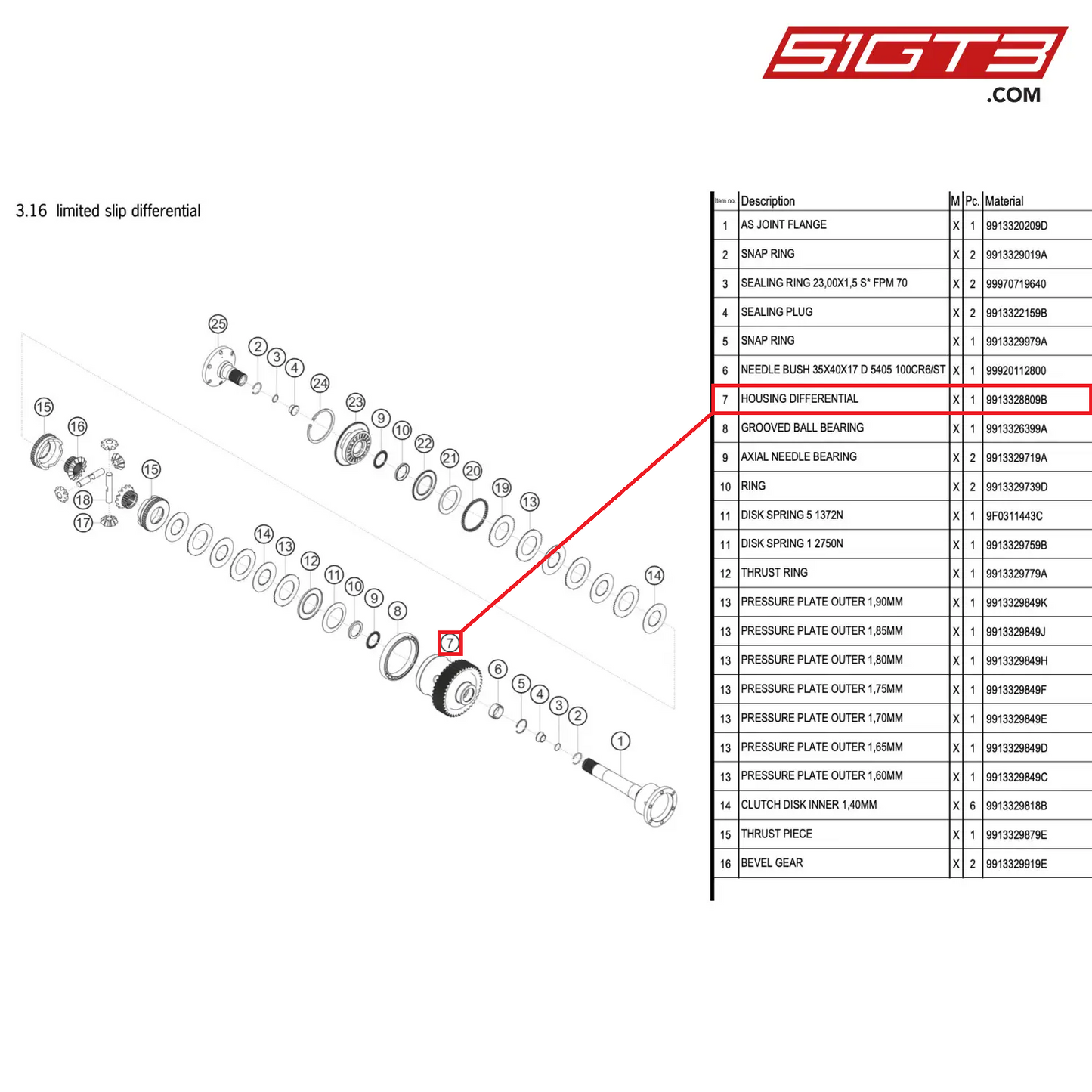 HOUSING DIFFERENTIAL - 9913328809B [PORSCHE 911 GT3 R Type 991 (GEN 2)]