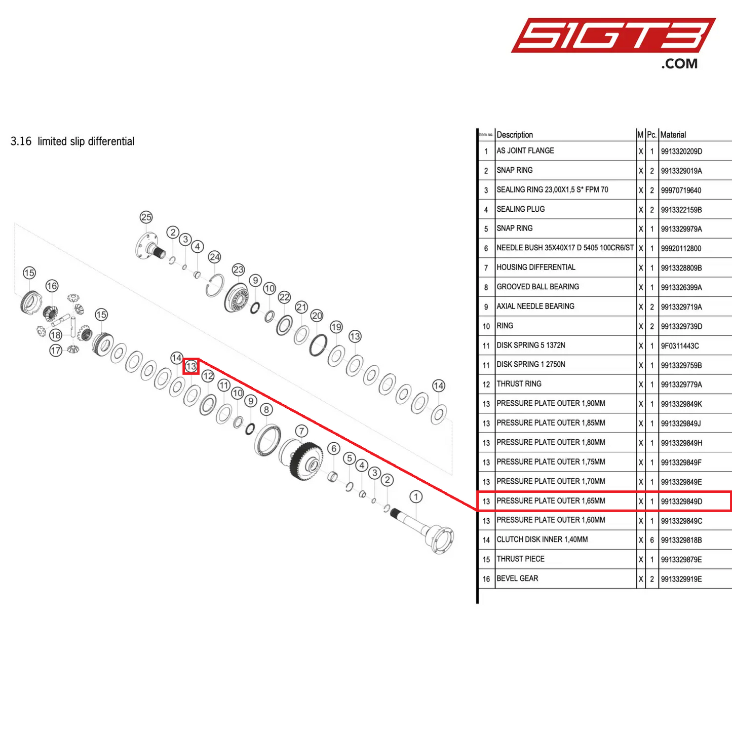 PRESSURE PLATE OUTER 1,65MM - 9913329849D [PORSCHE 911 GT3 R Type 991 (GEN 2)]