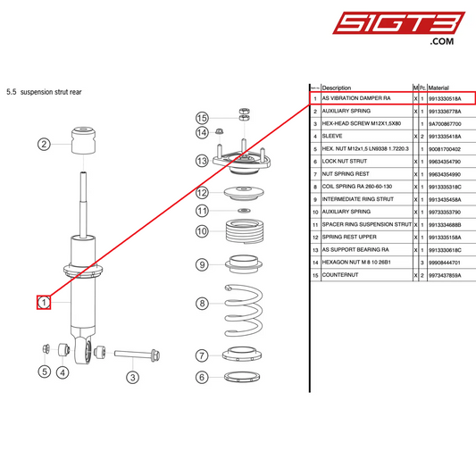 AS VIBRATION DAMPER RA - 9913330518A [PORSCHE 991.2 GT3 Cup]