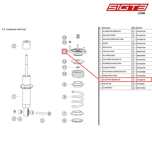 AS SUPPORT BEARING RA - 9913330618C [PORSCHE 991.1 GT3 Cup (2017)]
