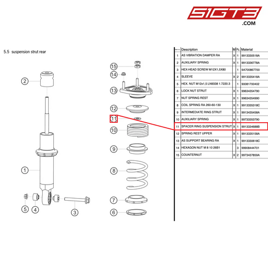 SPACER RING SUSPENSION STRUT - 9913334688B [PORSCHE 991.2 GT3 Cup]