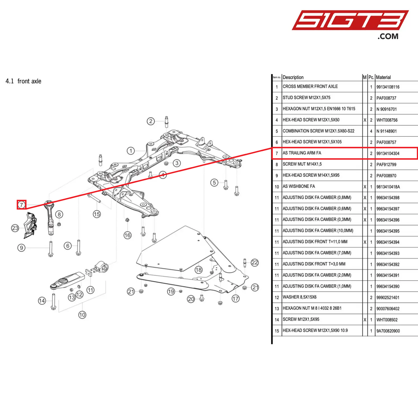 AS TRAILING ARM FA - 99134104304 [PORSCHE 718 Cayman GT4 RS Clubsport]