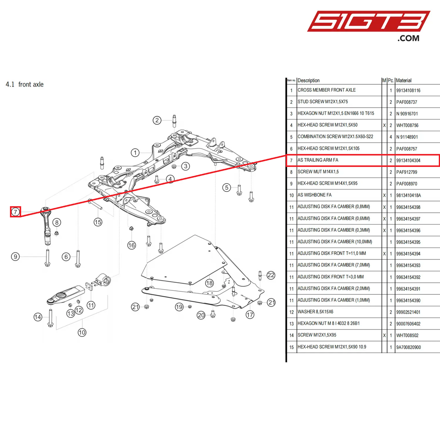 AS TRAILING ARM FA - 99134104304 [PORSCHE 718 Cayman GT4 Clubsport]