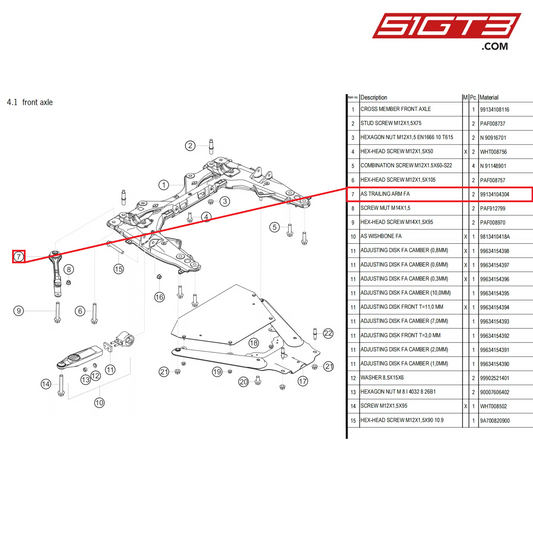 AS TRAILING ARM FA - 99134104304 [PORSCHE 718 Cayman GT4 Clubsport]