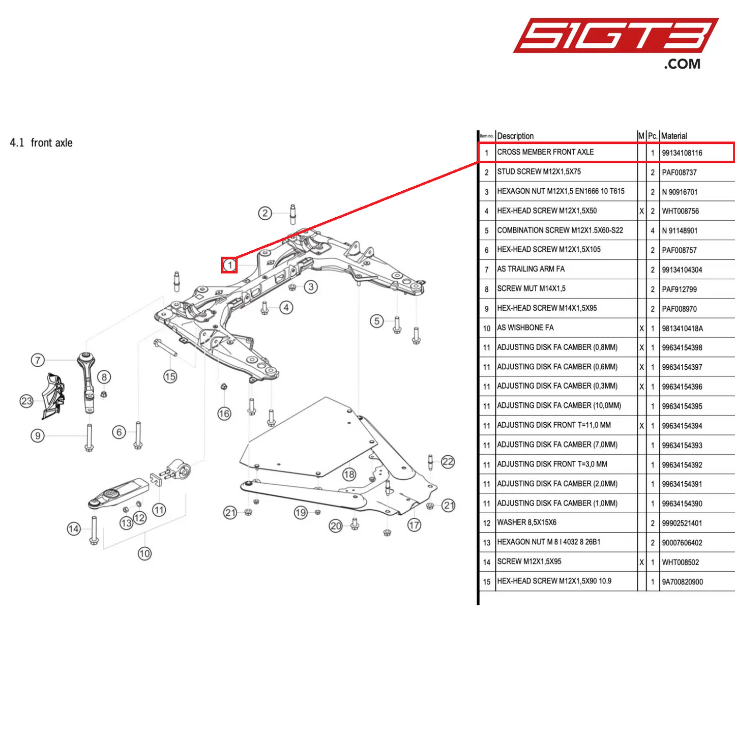 CROSS MEMBER FRONT AXLE - 99134108116 [PORSCHE 718 Cayman GT4 RS Clubsport]