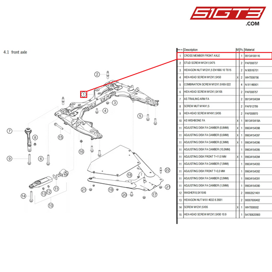 CROSS MEMBER FRONT AXLE - 99134108116 [PORSCHE 718 Cayman GT4 Clubsport]