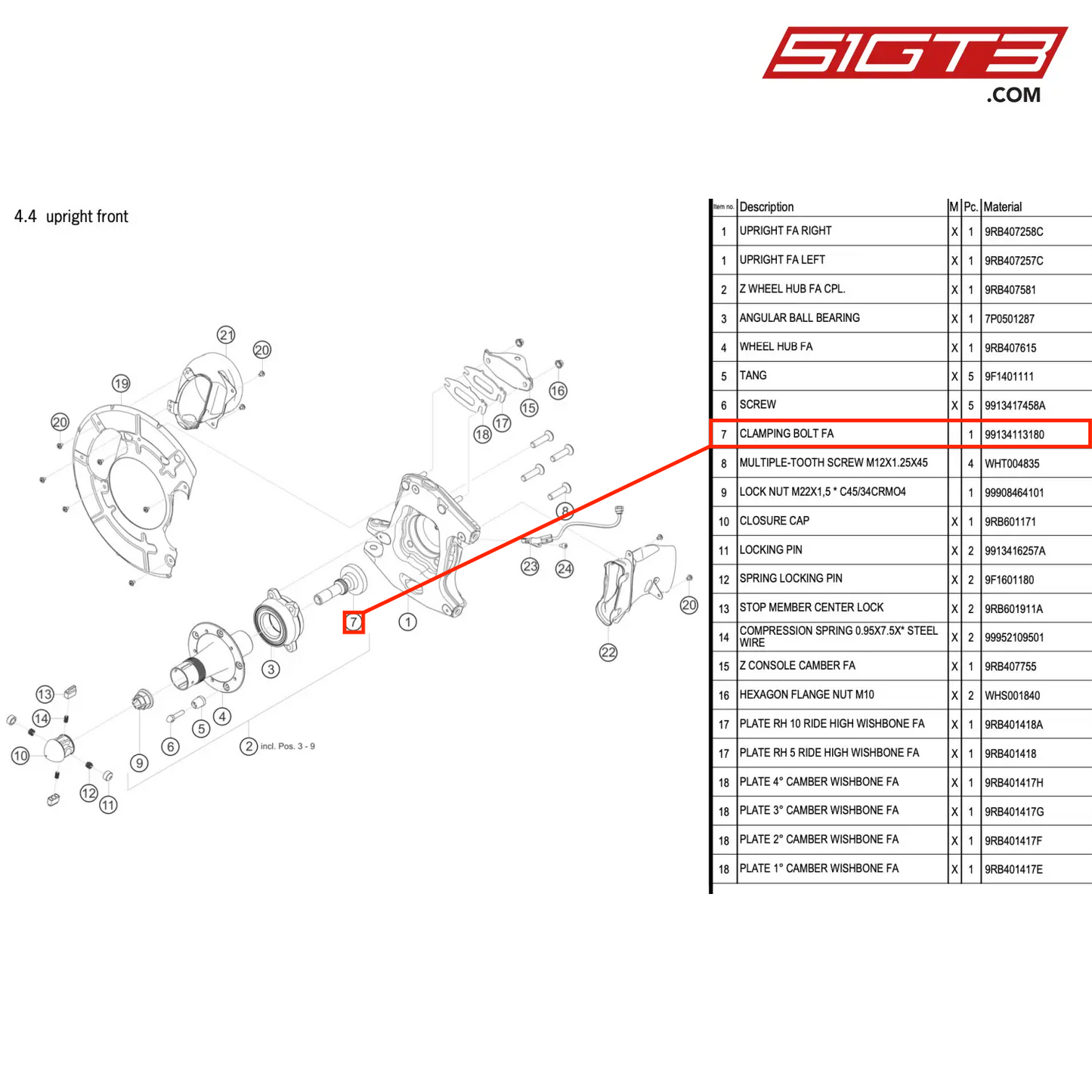 CLAMPING BOLT FA - 99134113180 [PORSCHE 992.1 GT3 R]