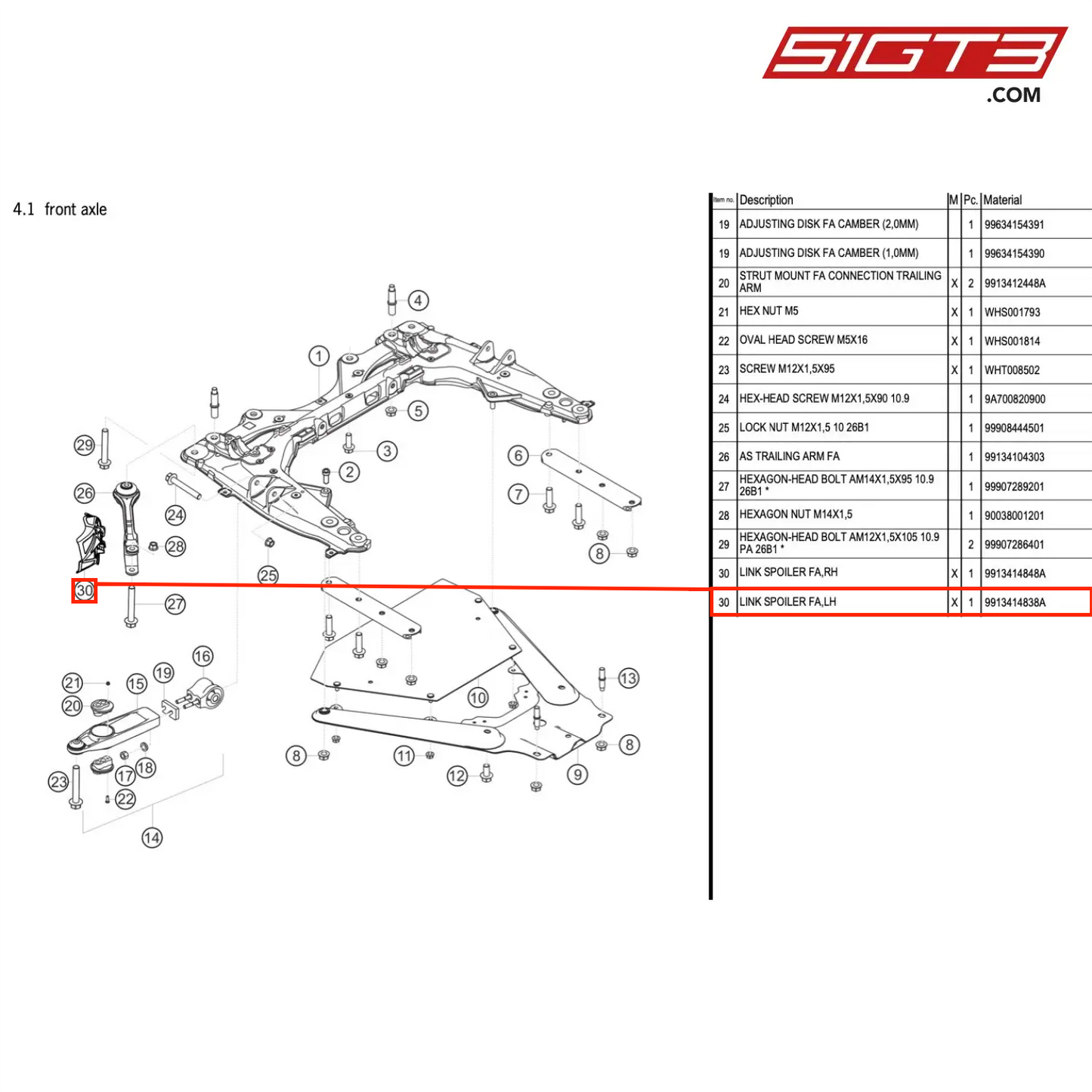 LINK SPOILER FA,LH - 9913414838A [PORSCHE 991.1 GT3 Cup]