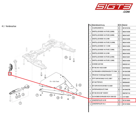 LINK SPOILER FA,RH - 9913414848A [PORSCHE Cayman 981 GT4 Clubsport]