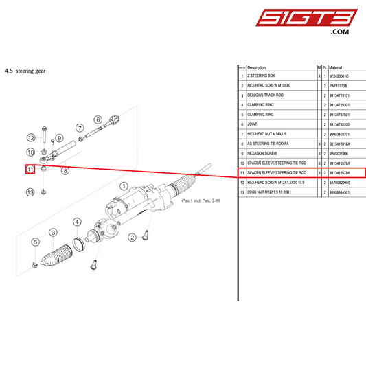 SPACER SLEEVE STEERING TIE ROD - 9913415578K [PORSCHE 718 Cayman GT4 RS Clubsport]