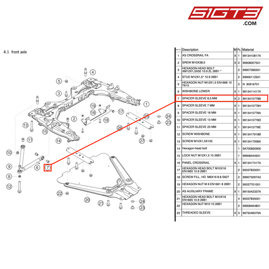 SPACER SLEEVE 8,5 MM - 9913415778B [PORSCHE 991.1 GT3 R]