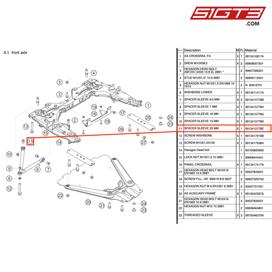 DISTANZHÜLSE 23 MM - 9913415778E [PORSCHE 991.1 GT3 R]