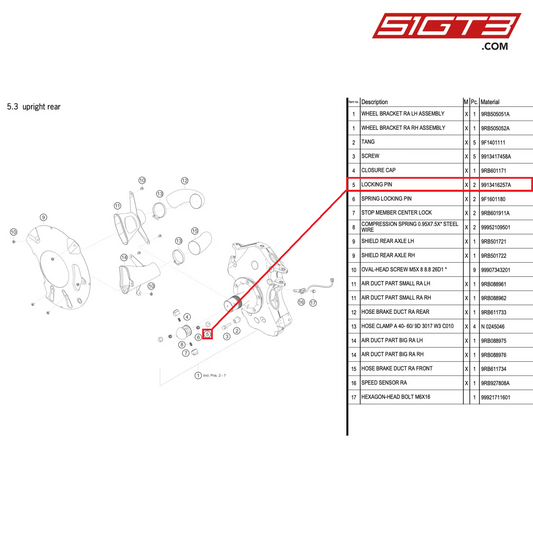 LOCKING PIN - 9913416257A [PORSCHE 992.1 GT3 R]