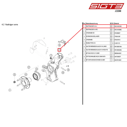 UPRIGHT FRONT LEFT - 9913416578E [PORSCHE Cayman 981 GT4 Clubsport]