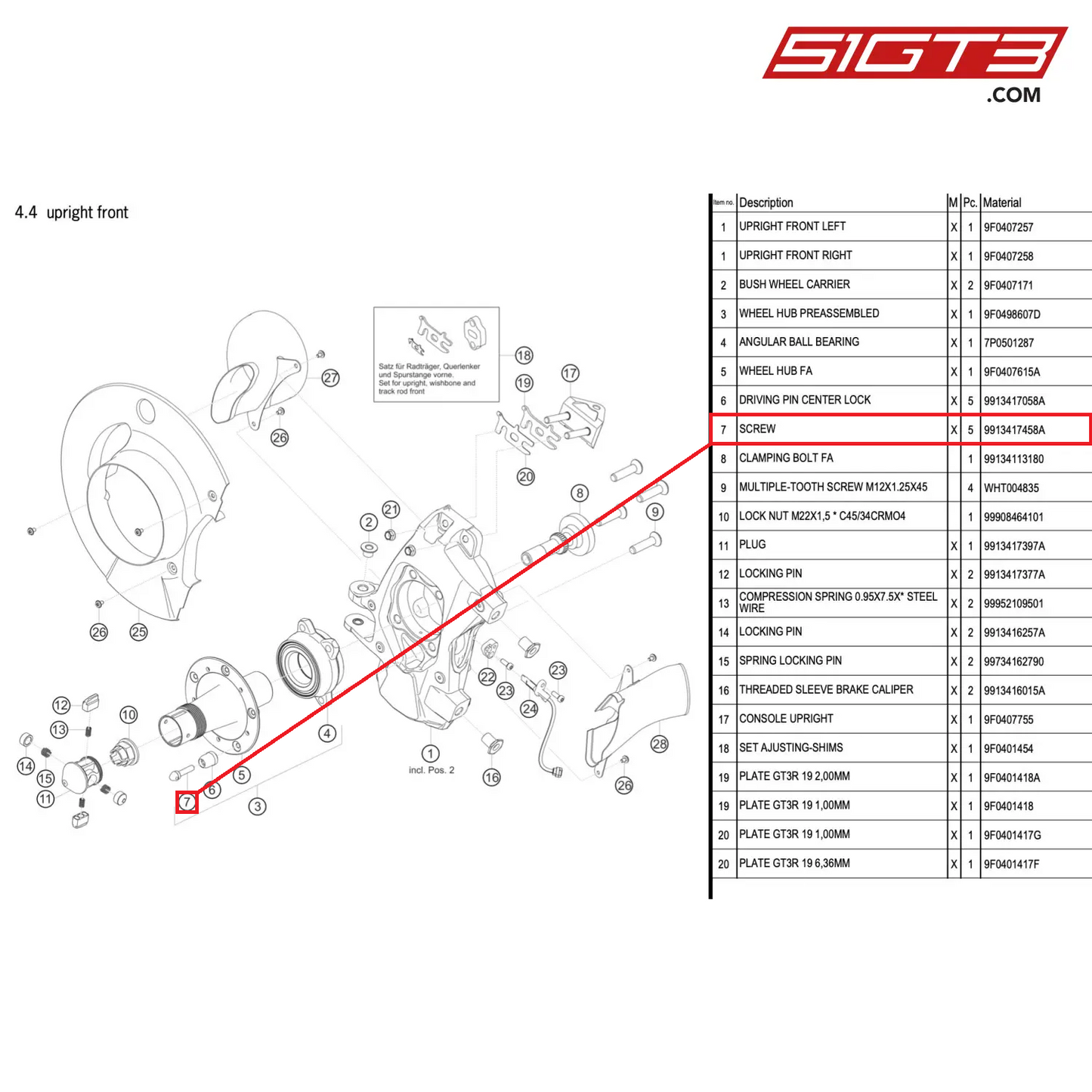 SCREW - 9913417458A [PORSCHE 911 GT3 R Type 991 (GEN 2)]