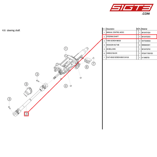 STEERING SHAFT - 99134702303 [PORSCHE 718 Cayman GT4 RS Clubsport]